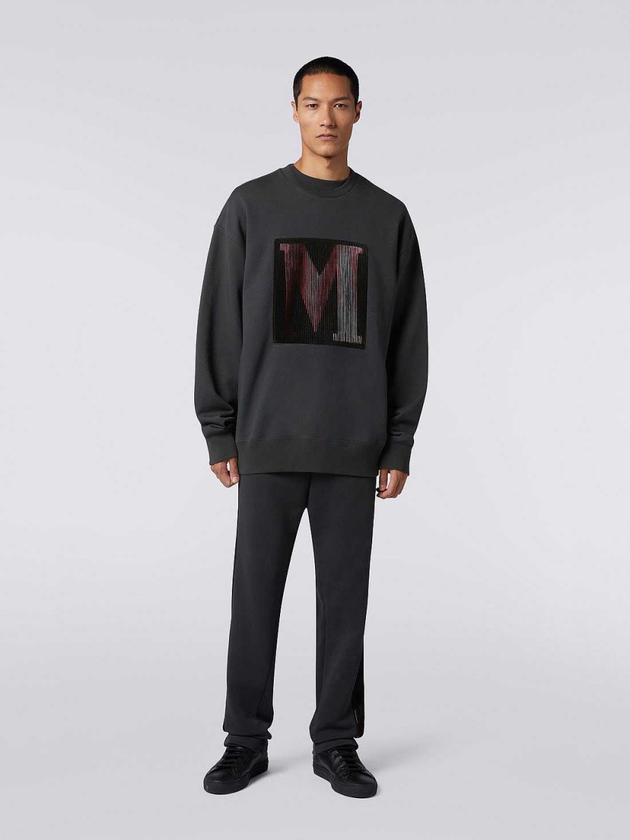 Menn Missoni Klaer | Sweatshirt Med Rund Hals I Bomull Med Makrologo I Samarbeid Med Mike Maignan Gra