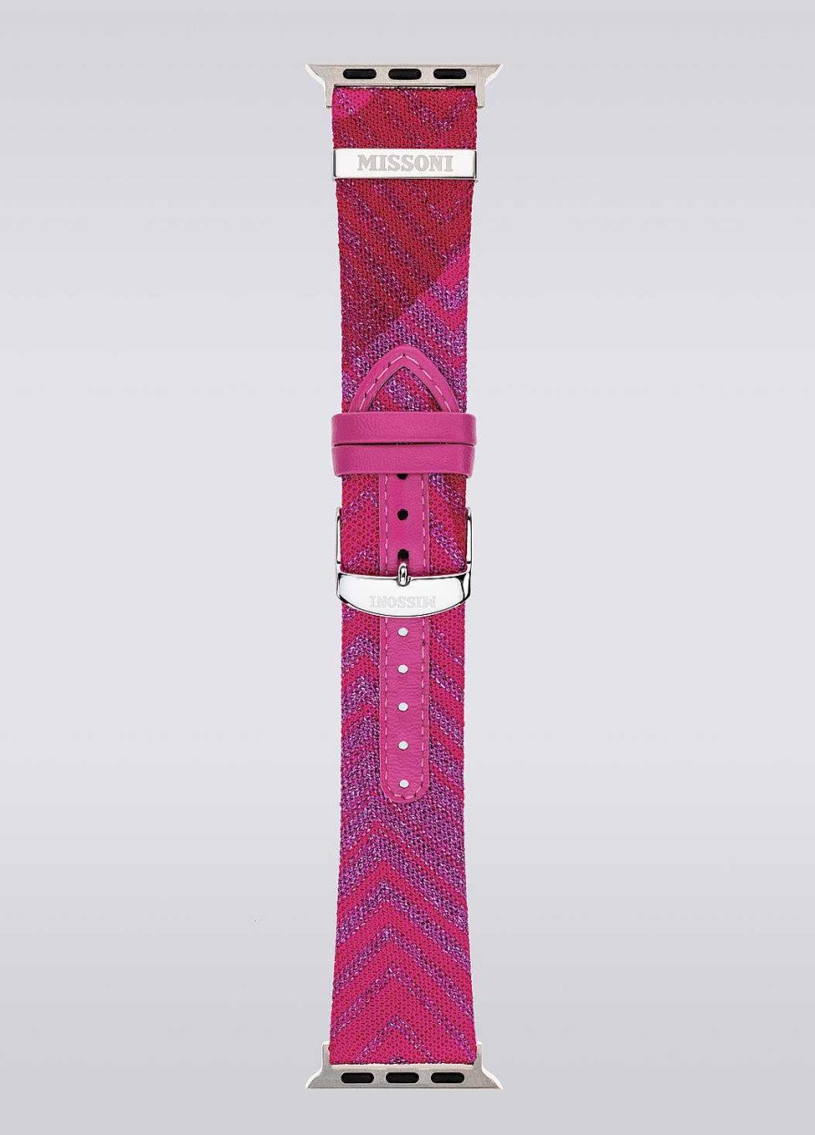 Kvinner Missoni Klokker | Missoni Stoff 22 Mm Apple Watch-Kompatibel Reim Rosa