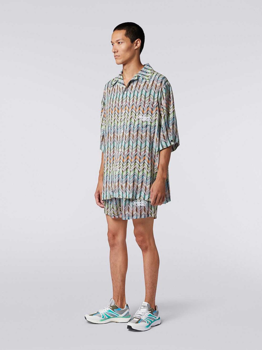 Menn Missoni Klaer | Badebukse I Nylon Med Logotrykk Flerfarget