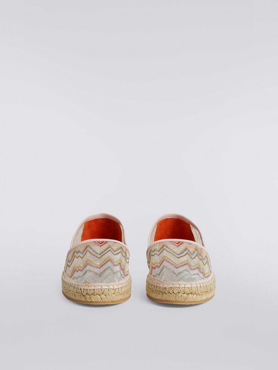 Kvinner Missoni Sko | Flate Espadriller Med Blondeeffekt Strikket Overdel Med Lame Flerfarget