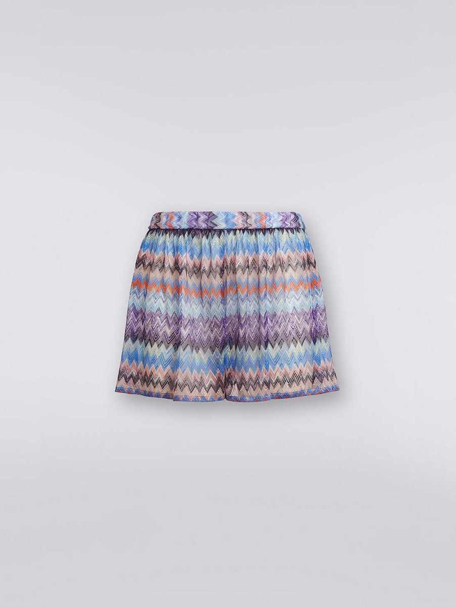 Kvinner Missoni Strandtoy | Chevron Viskose Tyll Dekker Shorts Bla Skygge Chevron