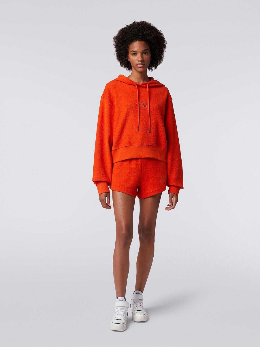 Kvinner Missoni Klaer | Shorts I Borstet Fleece Med Logo Oransje