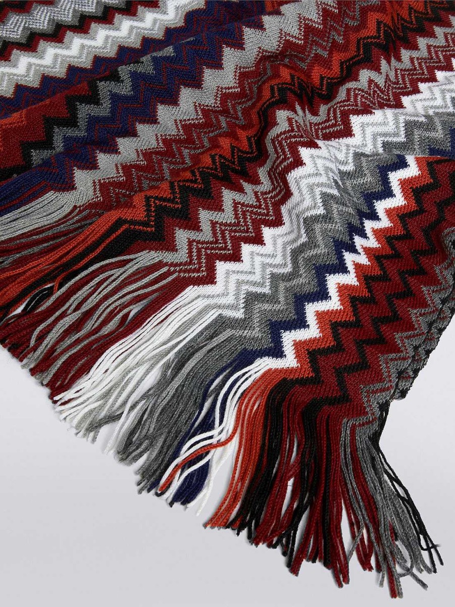 Menn Missoni Skjerf Og Foulards | Sikksakk-Skjerf Med Frynser I Ullblanding Flerfarget