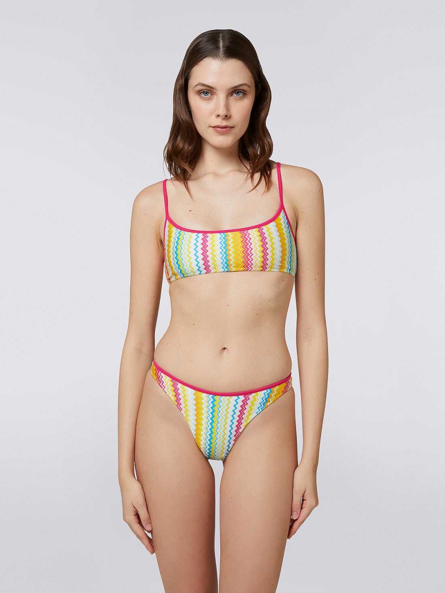 Kvinner Missoni Badedrakter | Bikini I Nylonblanding Med Sikksakktrykk Flerfarget