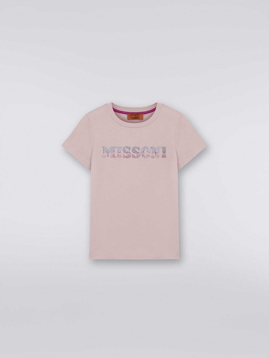 Jente (4-14 Ar) Missoni | T-Skjorte I Bomull Med Rhinestone-Logo Flerfarget