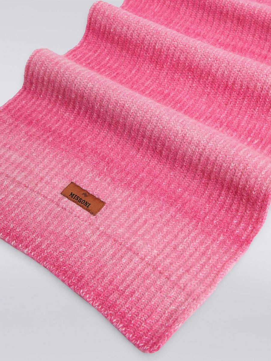 Gut (4-14 Ar) Missoni | Degrade Ribbet Skjerf I Mohair Og Alpakkablanding Rosa