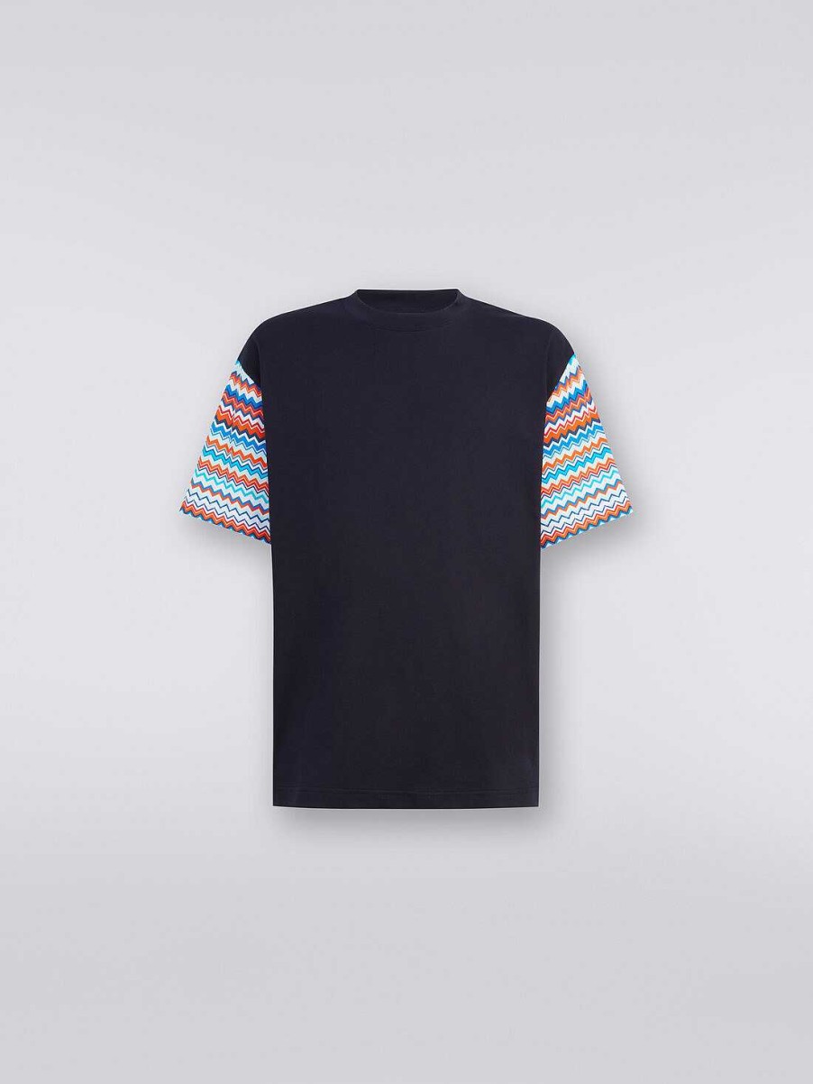 Menn Missoni Poloer Og T-Skjorter | Oversized T-Skjorte I Bomull Med Sikksakk-Innlegg Flerfarget