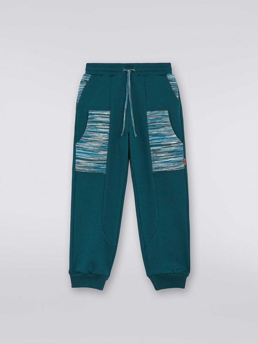 Gut (4-14 Ar) Missoni | Joggers I Bomullsfleece Med Slub-Innlegg Gronn