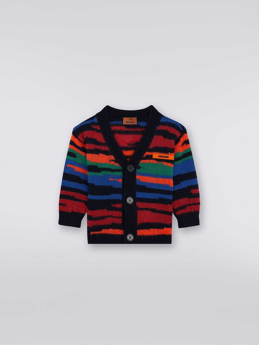 Gut (4-14 Ar) Missoni | Slub Ull Strikket Cardigan Flerfarget