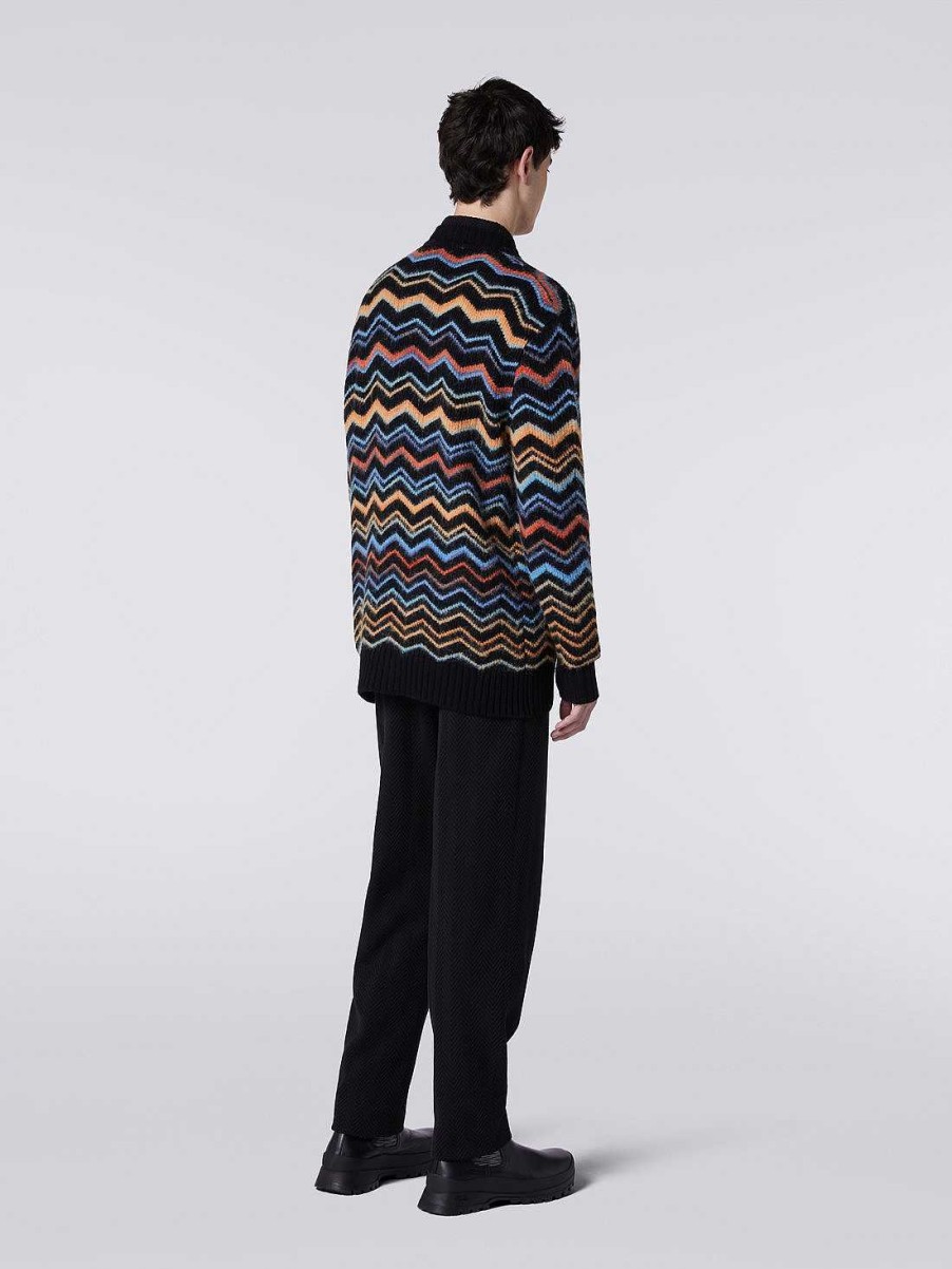 Menn Missoni Strikkevarer | Chevron Cardigan I Ullblanding Flerfarget