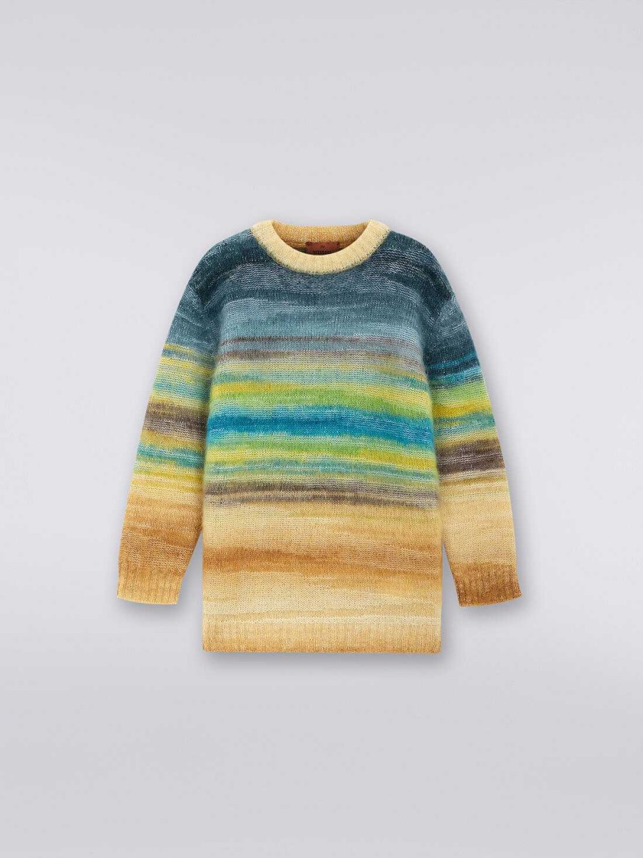 Gut (4-14 Ar) Missoni | En Genser Med Rund Hals I Blanding Av Mohair Og Alpakka Flerfarget