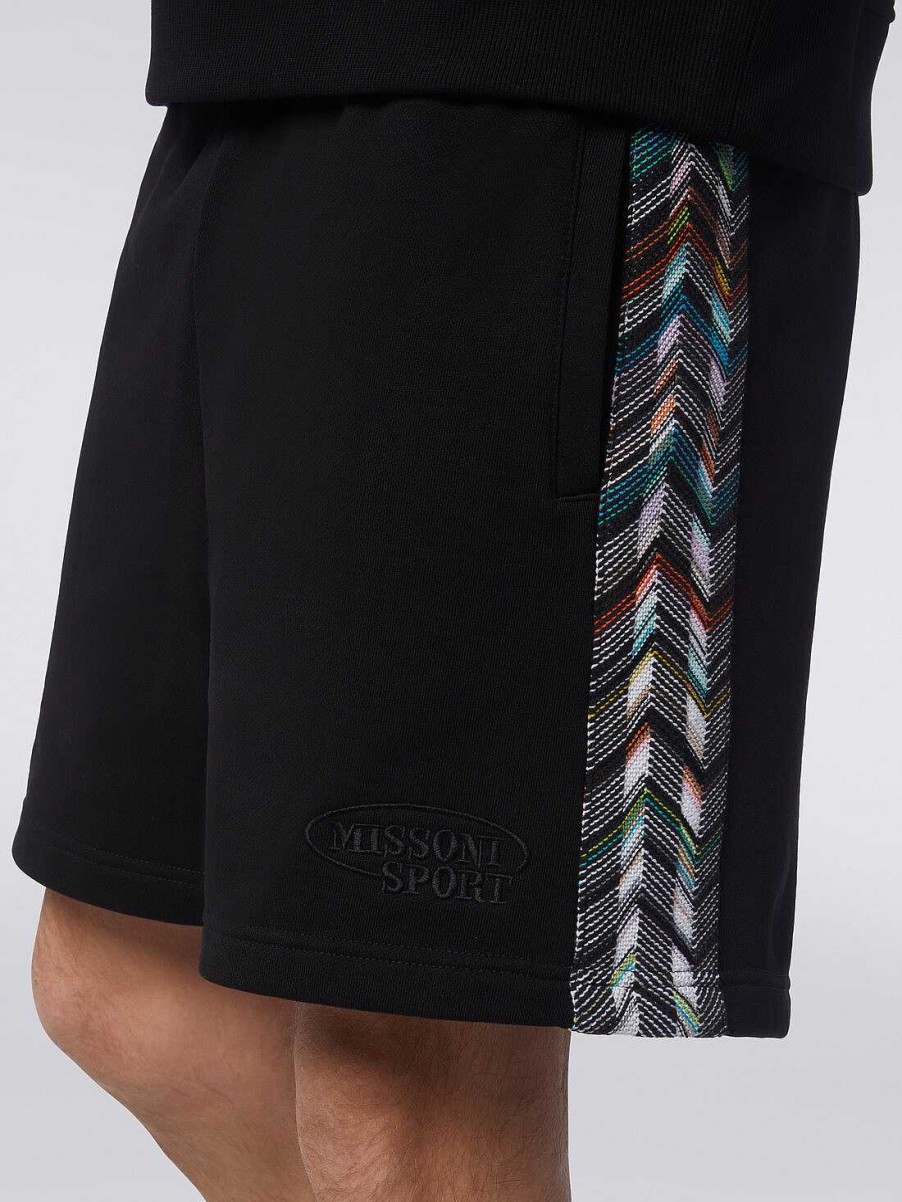 Menn Missoni Klaer | Shorts I Fleece Med Logo Og Strikkede Sideband Svart