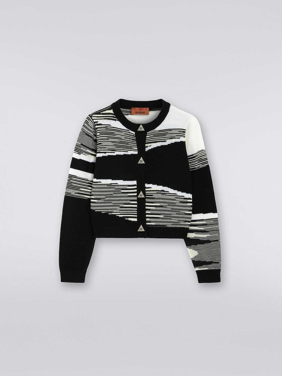 Jente (4-14 Ar) Missoni | Cardigan I Ren Virgin Ull Svart Hvit