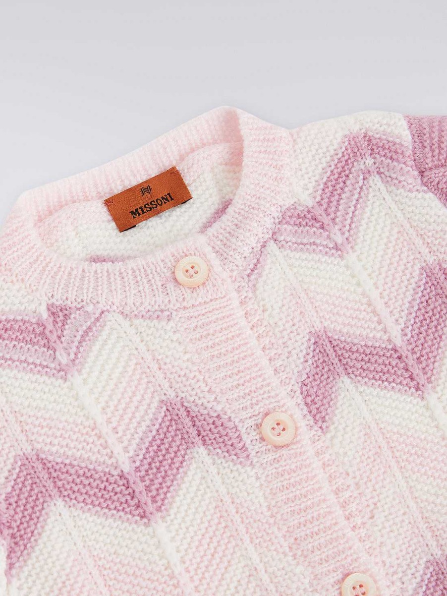 Jente (4-14 Ar) Missoni | Sikksakk Ullstrikket Cardigan Flerfarget