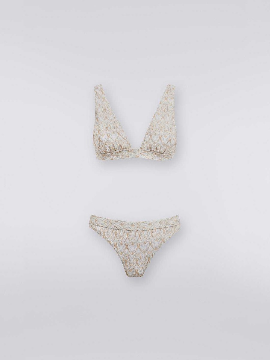 Kvinner Missoni Badedrakter | Bikini I Blondeeffektstrikk Med Lurex Gull