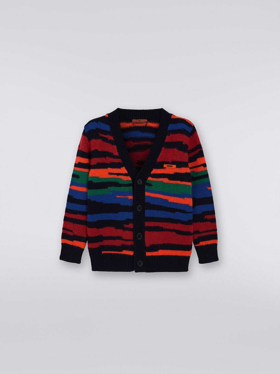 Gut (4-14 Ar) Missoni | Slub Ull Strikket Cardigan Flerfarget