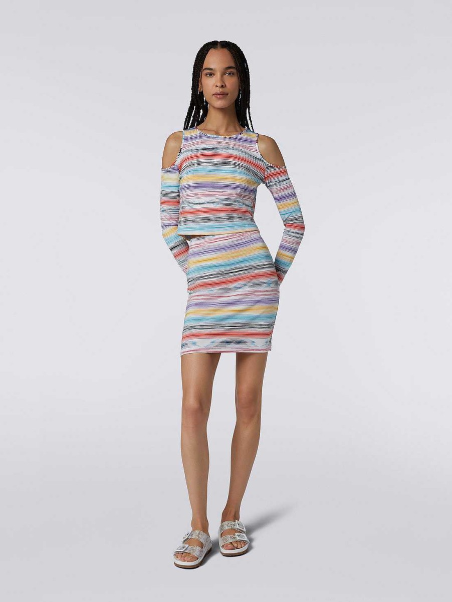 Kvinner Missoni Strandtoy | Slub-Stretch Miniskjort I Viskoseblanding Flerfarget