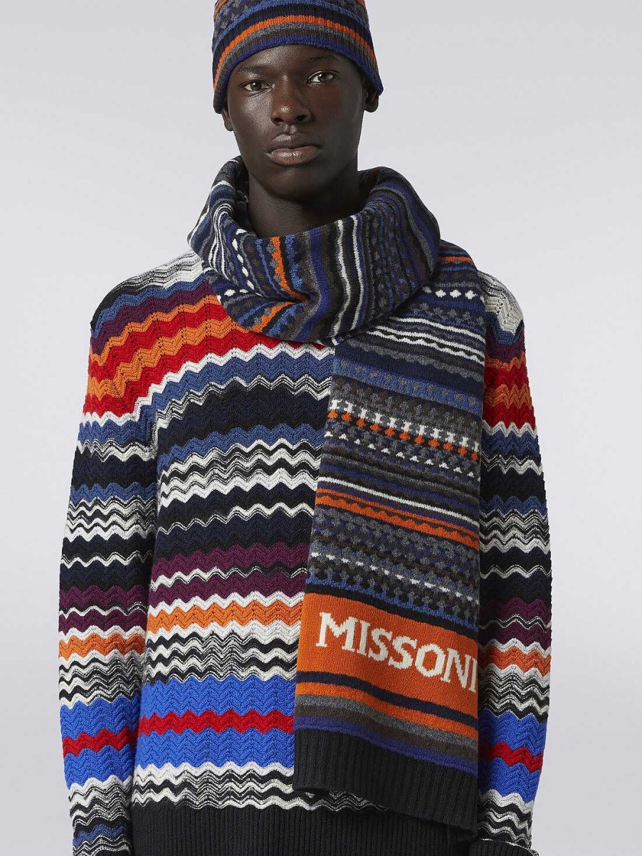 Menn Missoni Skjerf Og Foulards | Jacquard Ullskjerf Med Logo Flerfarget