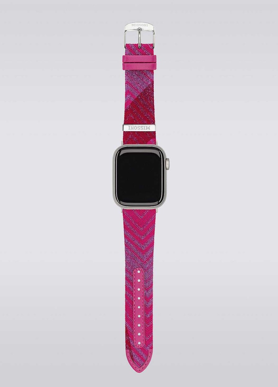 Kvinner Missoni Klokker | Missoni Stoff 22 Mm Apple Watch-Kompatibel Reim Rosa