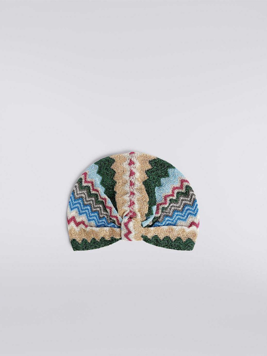 Kvinner Missoni Hartilbehor | Chevron Turban I Viskoseblanding Med Paljetter Flerfarget