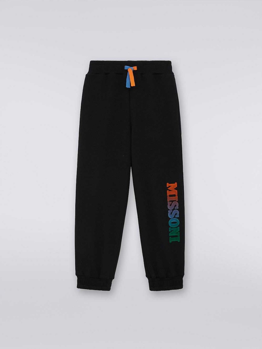 Gut (4-14 Ar) Missoni | Joggers I Bomullsfleece Med Degrade-Logo Svart