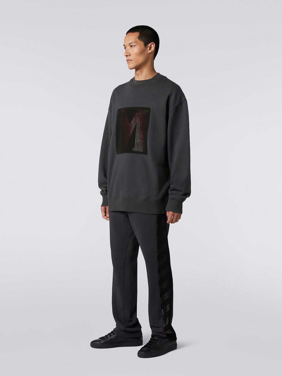 Menn Missoni Klaer | Sweatshirt Med Rund Hals I Bomull Med Makrologo I Samarbeid Med Mike Maignan Gra