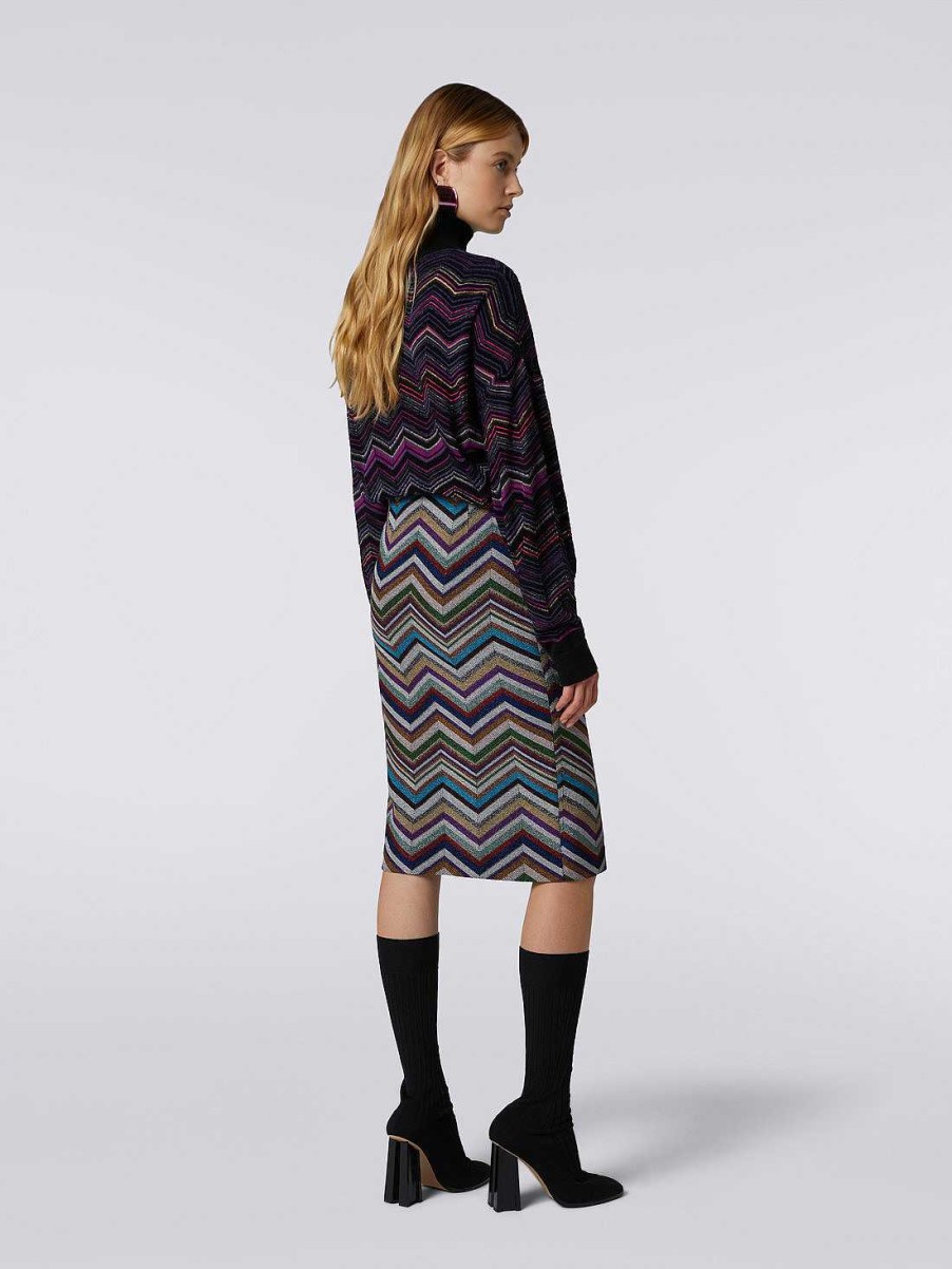 Kvinner Missoni Skjort | Skjort Med Splitt I Ull Og Viskose Chevron Og Lurex Flerfarget