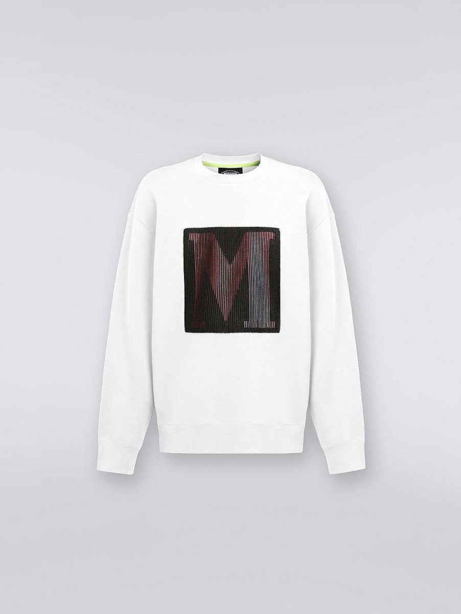 Menn Missoni Klaer | Sweatshirt Med Rund Hals I Bomull Med Makrologo I Samarbeid Med Mike Maignan Hvit