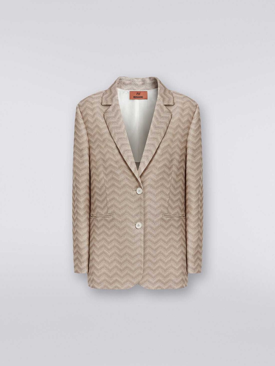 Kvinner Missoni Jakker Og Jakker | Enkeltspent Blazer I Bomull Beige