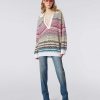 Kvinner Missoni Strikkevarer | Langermet Oversized Poloskjorte Med Chevronmonster Flerfarget