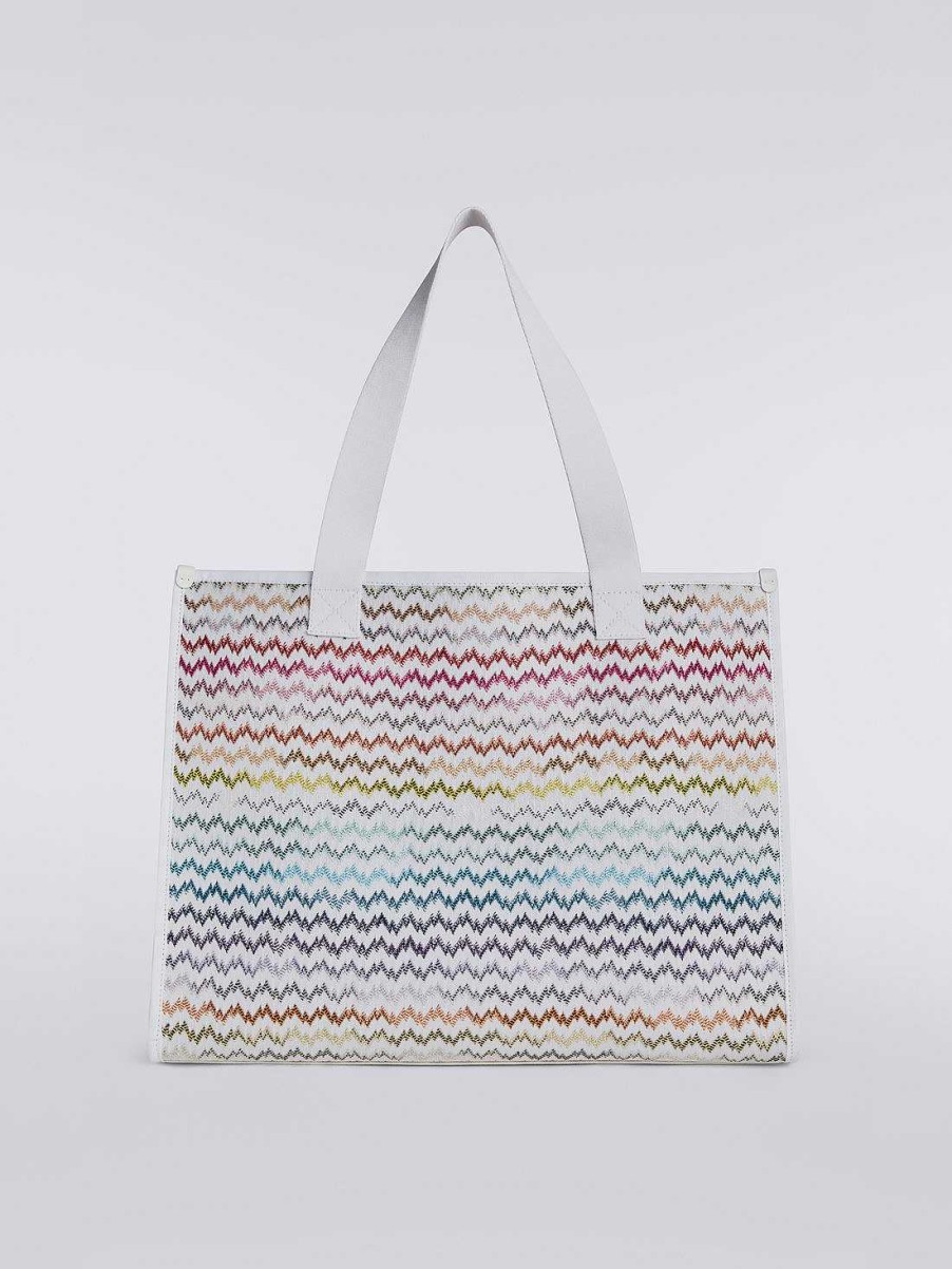 Kvinner Missoni Vesker | Strikket Shopper Med Blondeeffekt Med Logodetalj Flerfarget