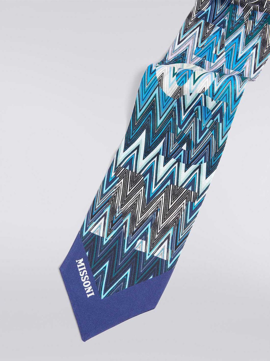 Kvinner Missoni Skjerf Og Foulards | Silke Chevron Skjerf Med Logo Skrift Flerfarget