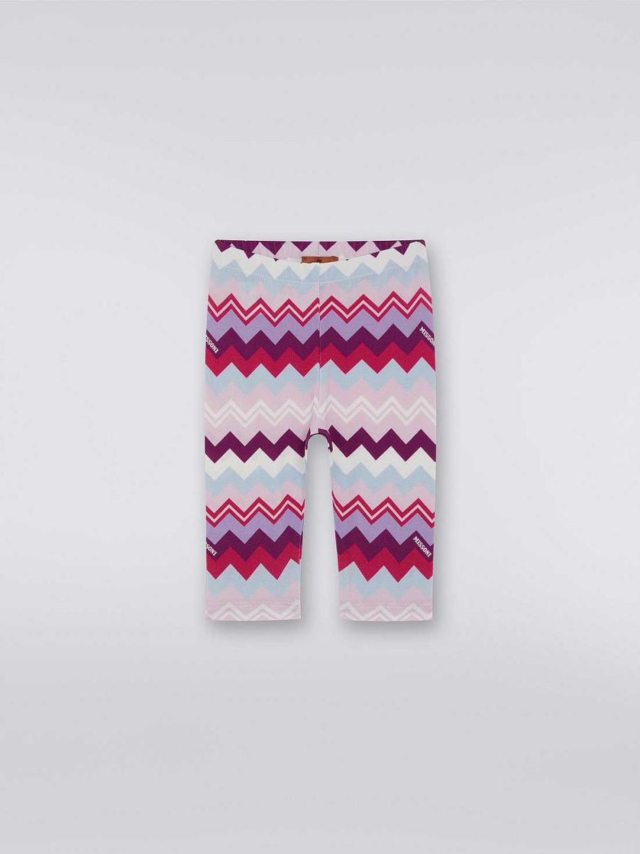 Jente (4-14 Ar) Missoni | Sikksakk Leggings I Bomullsblanding Flerfarget