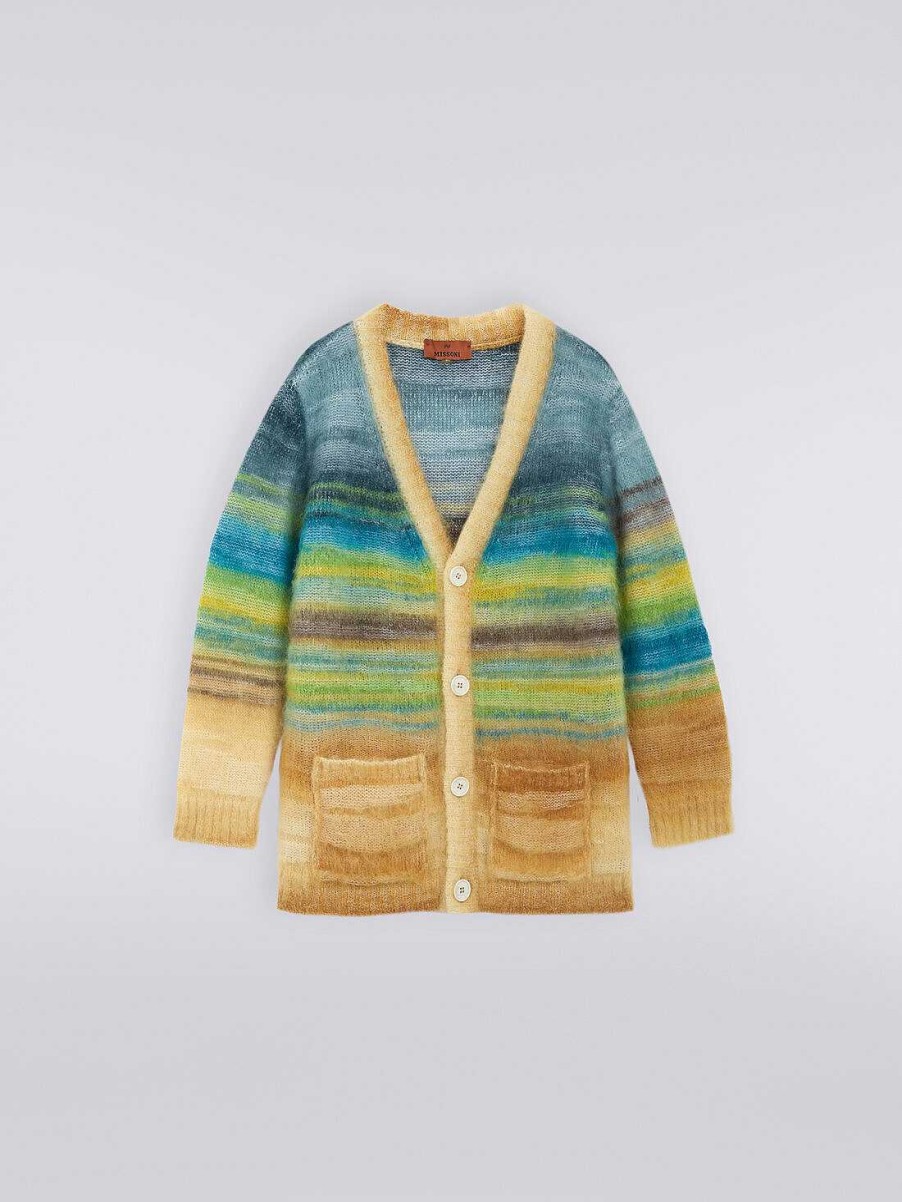 Gut (4-14 Ar) Missoni | Mohair Og Alpakka Blanding Cardigan Flerfarget