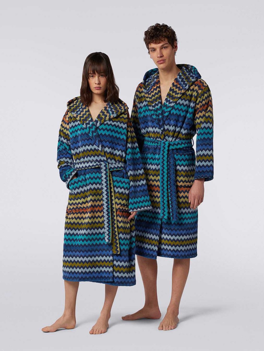 Kvinner Missoni Badekaper | Warner Badekape Med Hette Bla