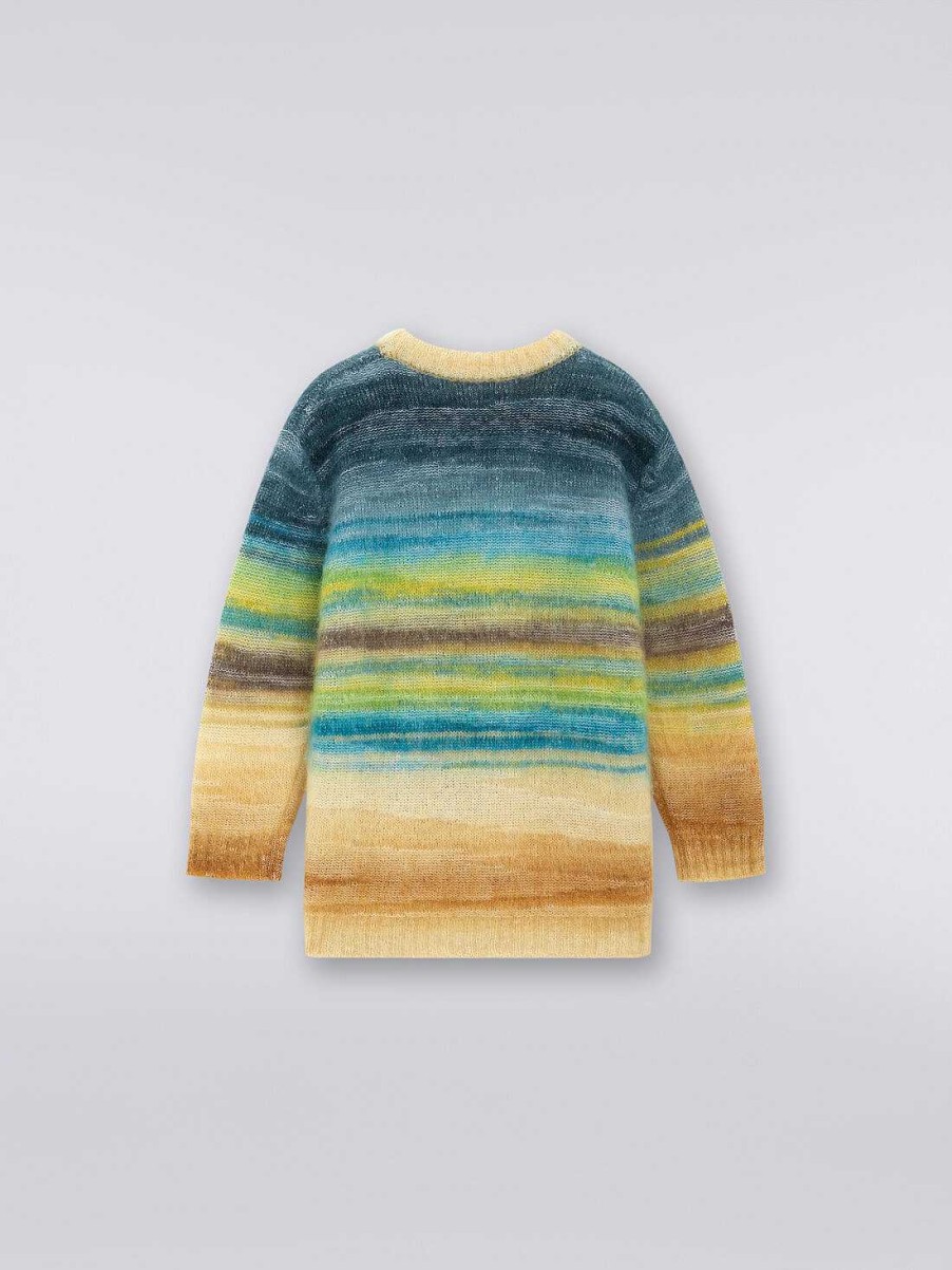 Gut (4-14 Ar) Missoni | En Genser Med Rund Hals I Blanding Av Mohair Og Alpakka Flerfarget