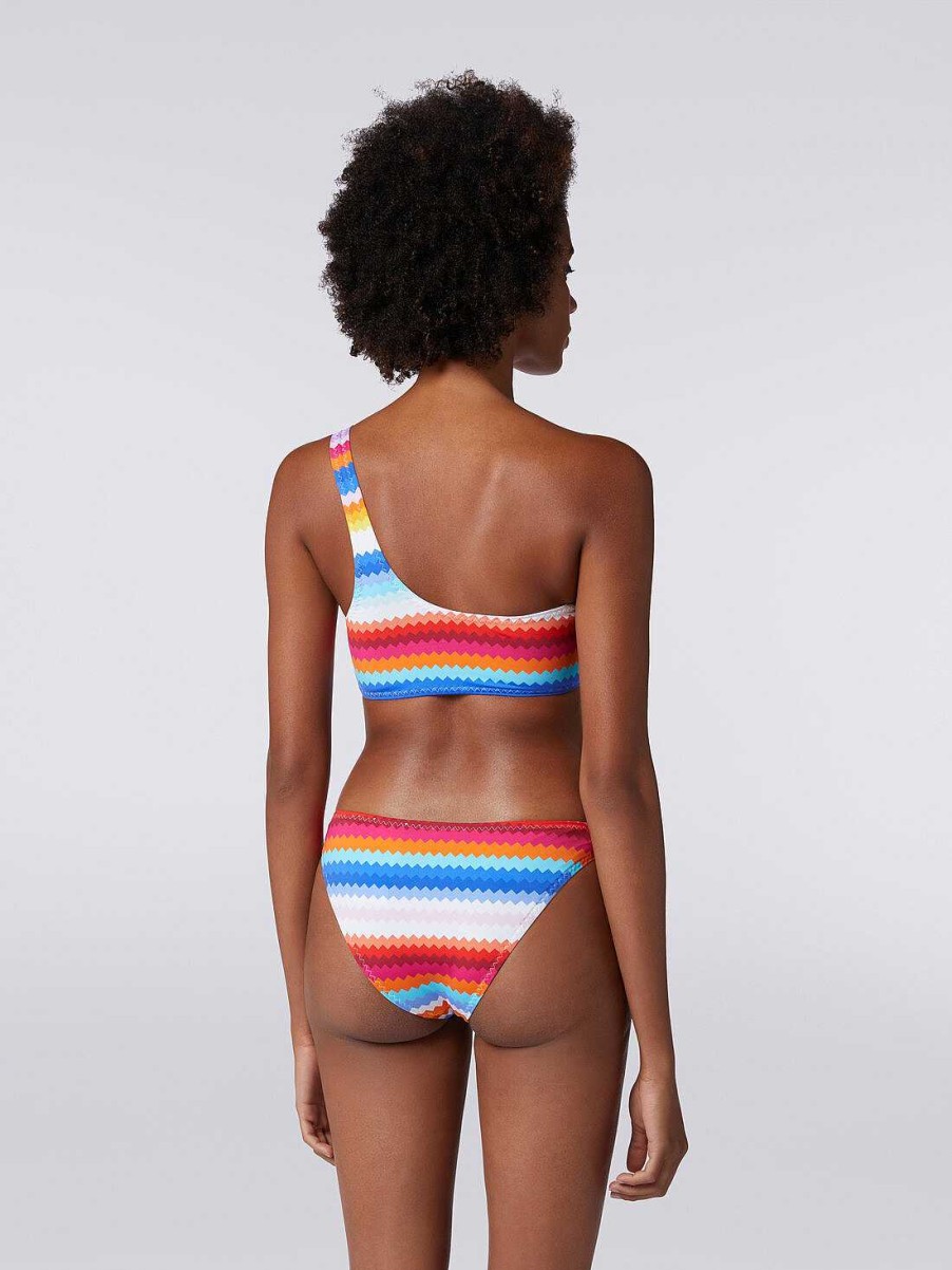 Kvinner Missoni Badedrakter | En-Skulders Bikini I Sikksakk-Print Stretch Nylon Flerfarget