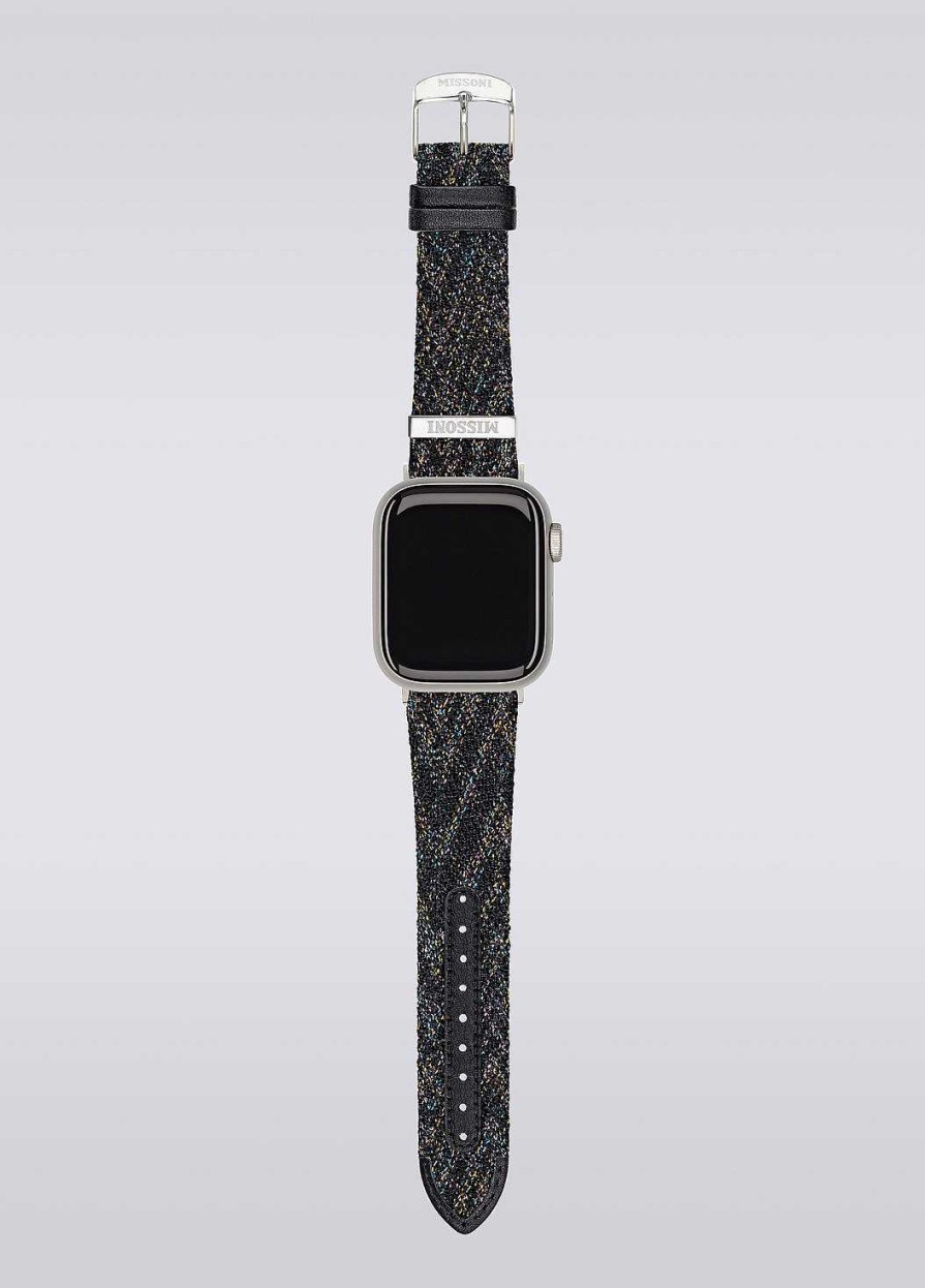 Kvinner Missoni Klokker | Missoni Stoff 22 Mm Apple Watch-Kompatibel Reim Svart