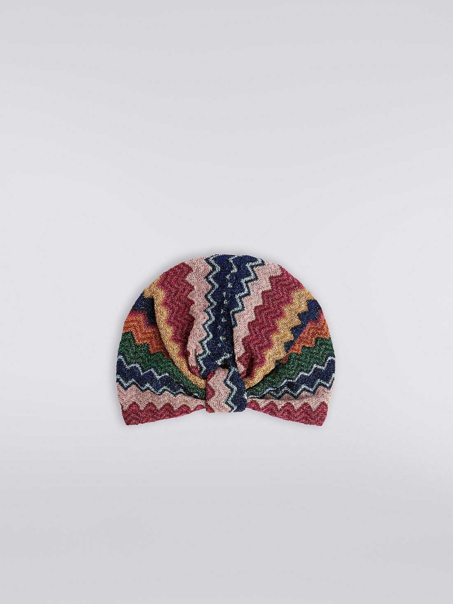 Kvinner Missoni Hartilbehor | Chevron Turban I Viskoseblanding Med Paljetter Flerfarget