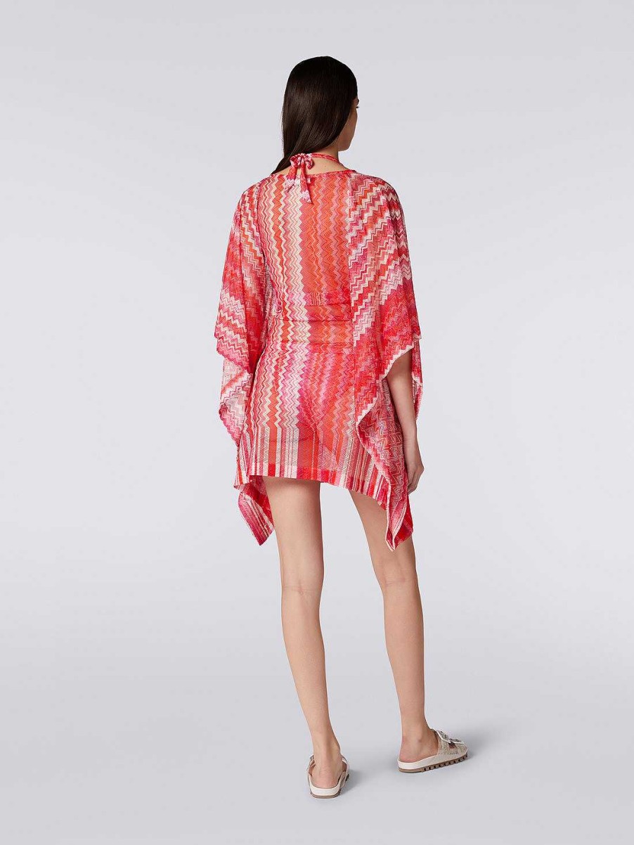 Kvinner Missoni Strandtoy | Kort Chevron Kaftan Dekke Opp Rosa