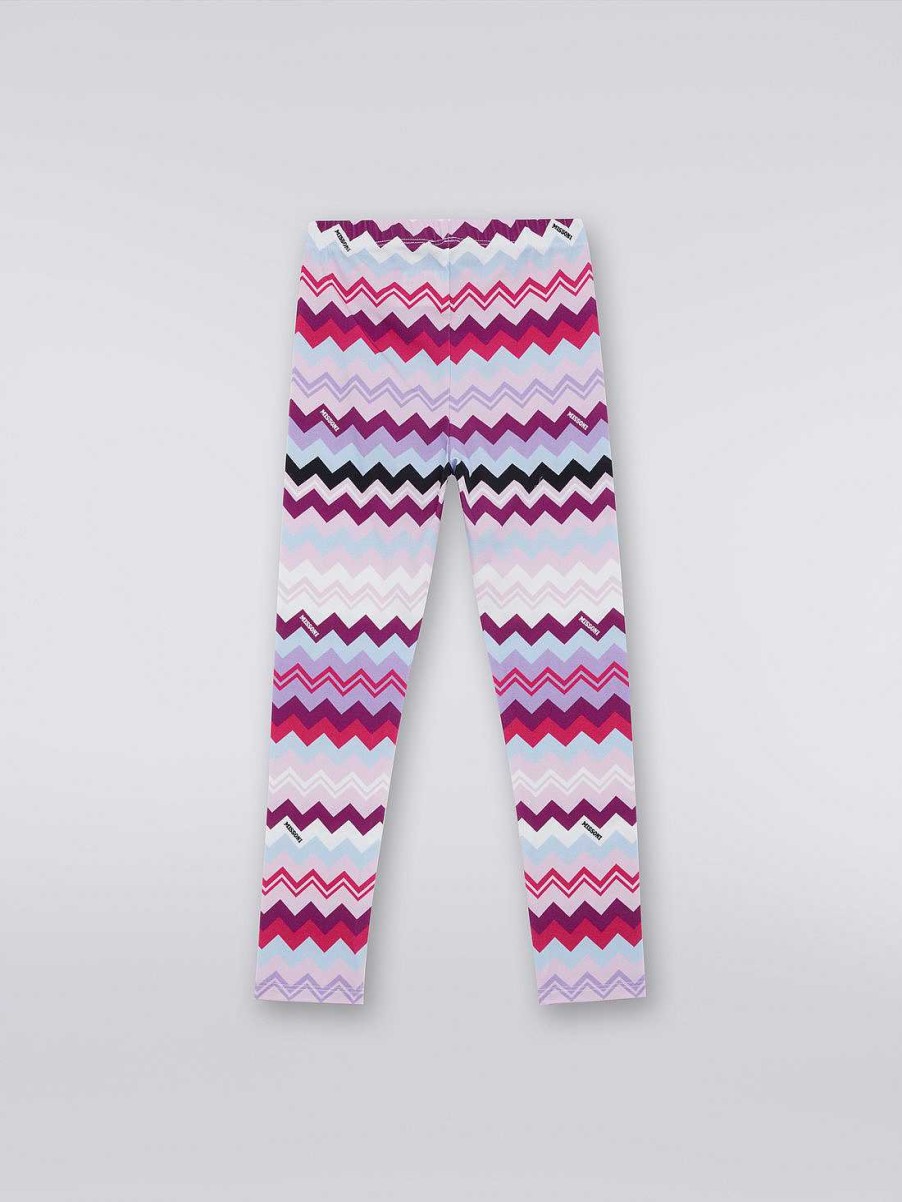 Jente (4-14 Ar) Missoni | Sikksakk Leggings I Bomullsblanding Flerfarget