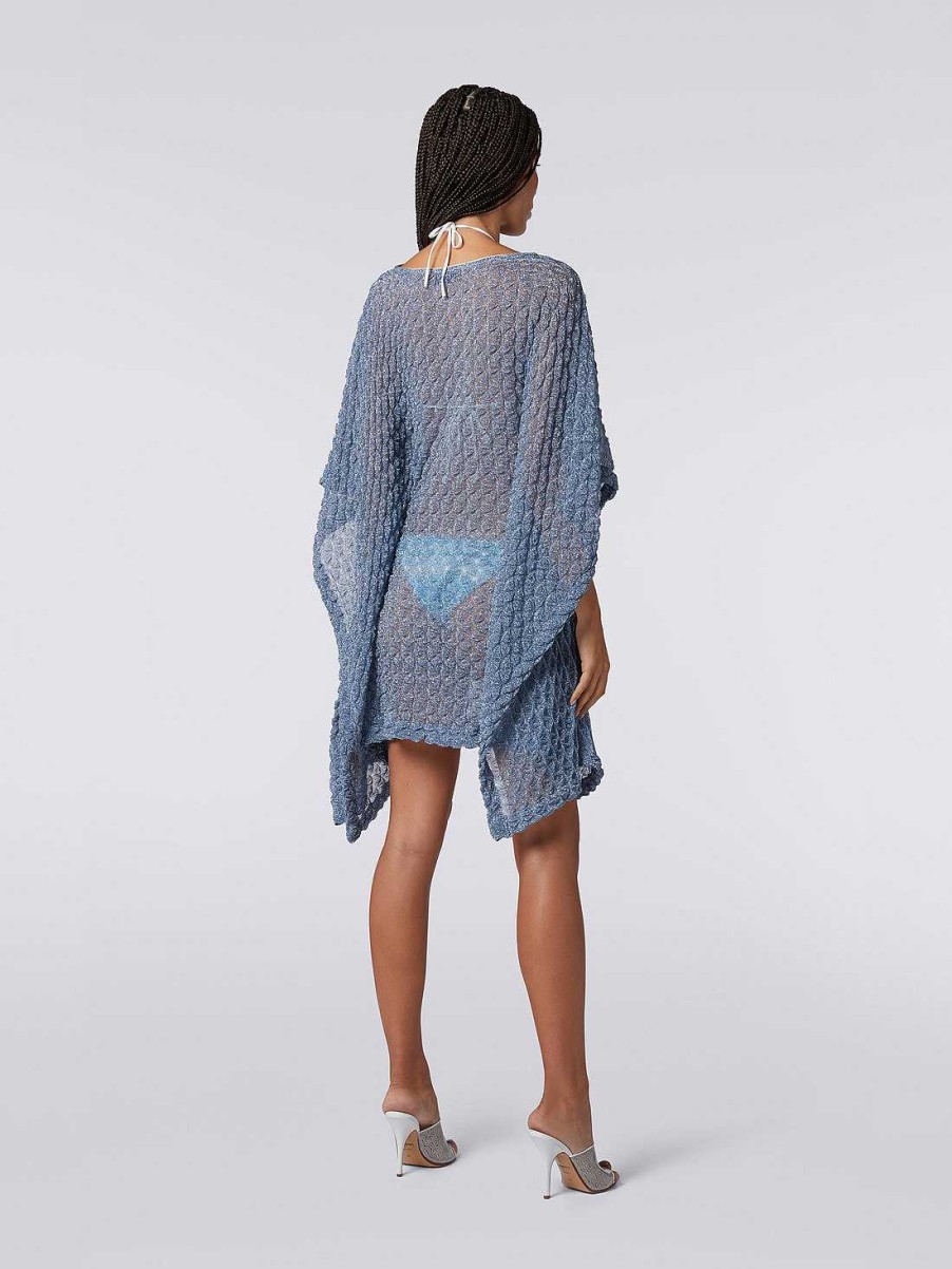 Kvinner Missoni Strandtoy | Kort Kaftan Dekke Opp Lysebla Lame