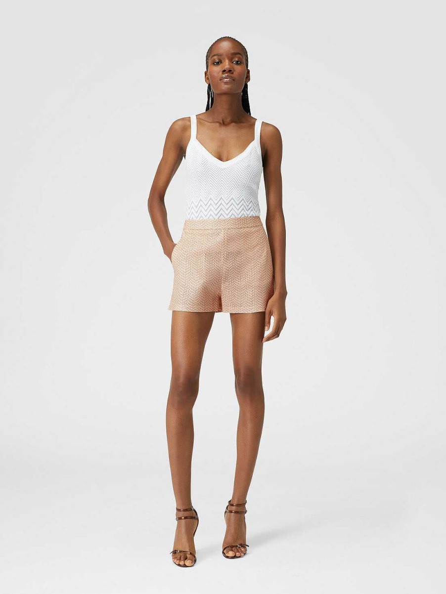 Kvinner Missoni Bukse | Shorts I Chevron Lame Viskoseblanding Beige