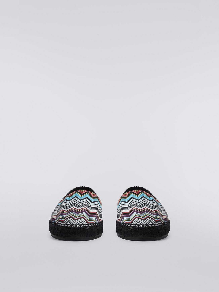 Menn Missoni Sko | Flate Espadriller Med Trykt Lerret Med Logopaskrift Flerfarget