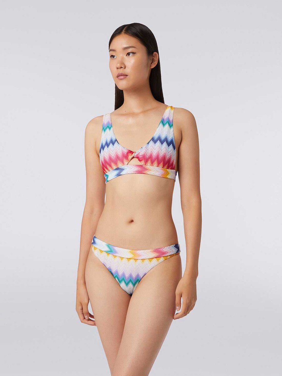 Kvinner Missoni Badedrakter | Bikini I Sikksakk Viskose Med Lurex Flerfarget