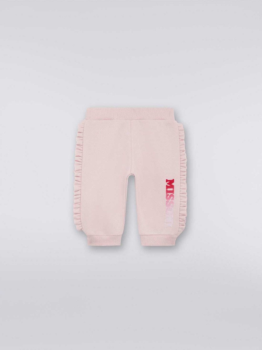 Jente (4-14 Ar) Missoni | Joggers I Bomullsfleece Med Rynker Og Logo Rosa