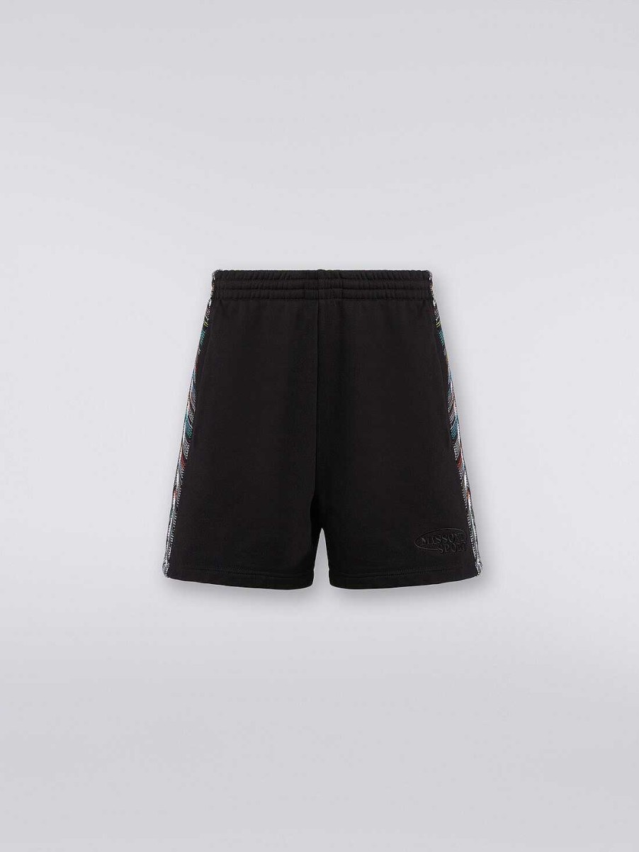 Menn Missoni Klaer | Shorts I Fleece Med Logo Og Strikkede Sideband Svart