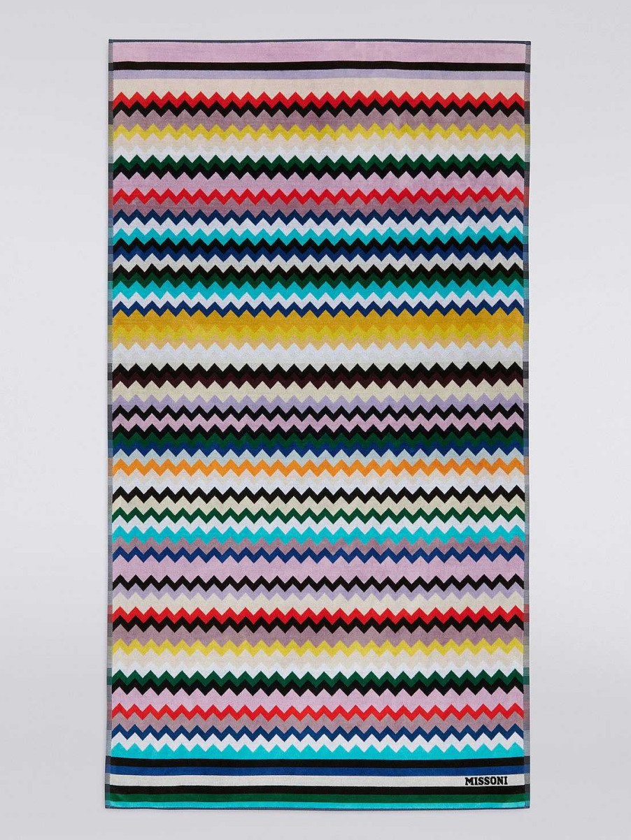 Kvinner Missoni Badehandklaer | Carlie 100X180 Cm Strandhandkle I Chevron Bomullsfrotte Flerfarget