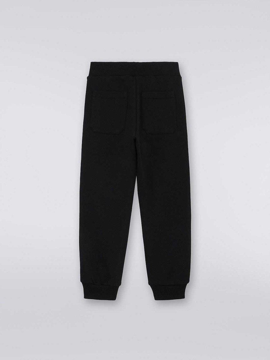 Gut (4-14 Ar) Missoni | Joggers I Bomullsfleece Med Logo Svart