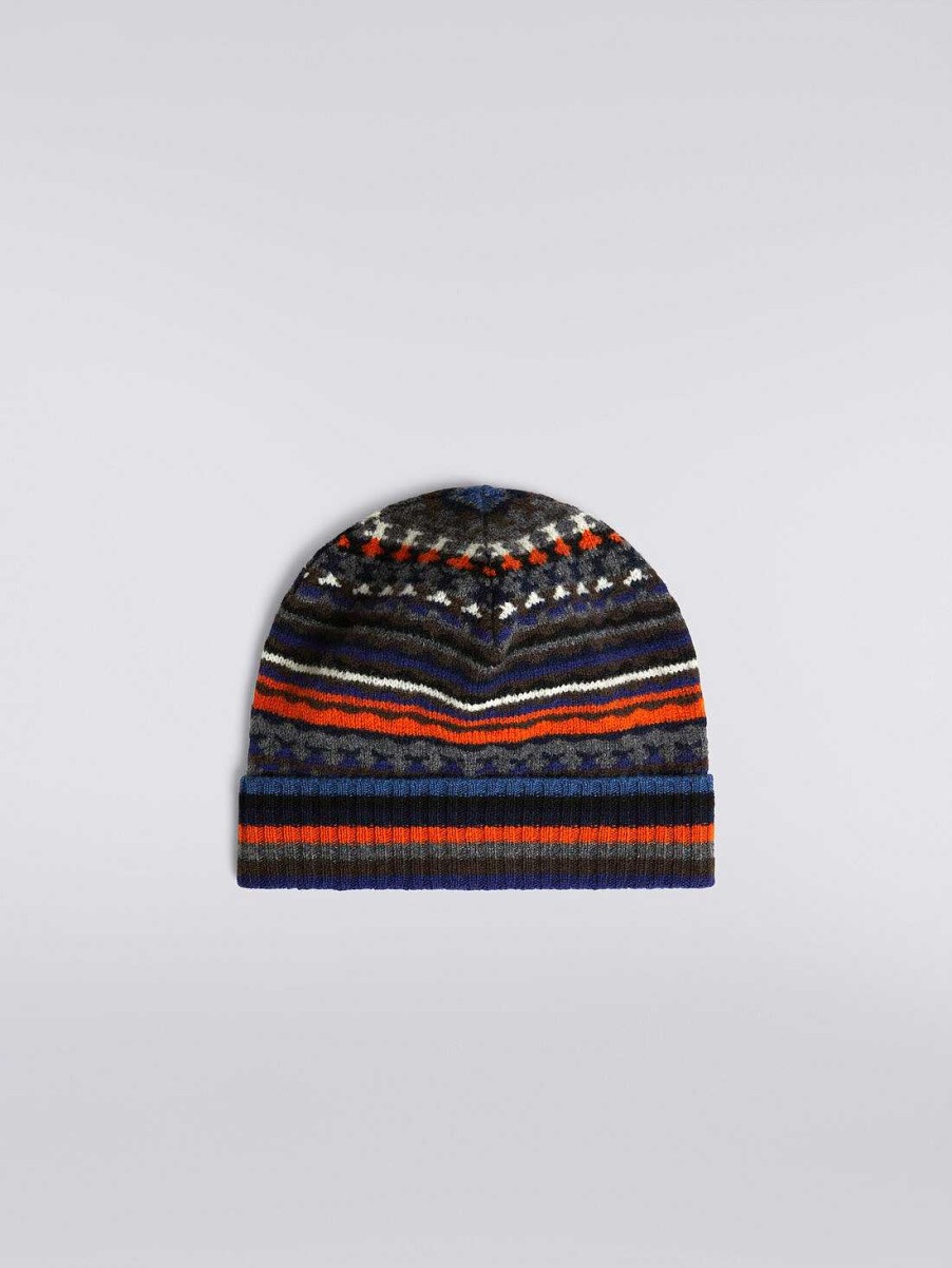 Menn Missoni Hatter | Jaquard Ull Lue Flerfarget